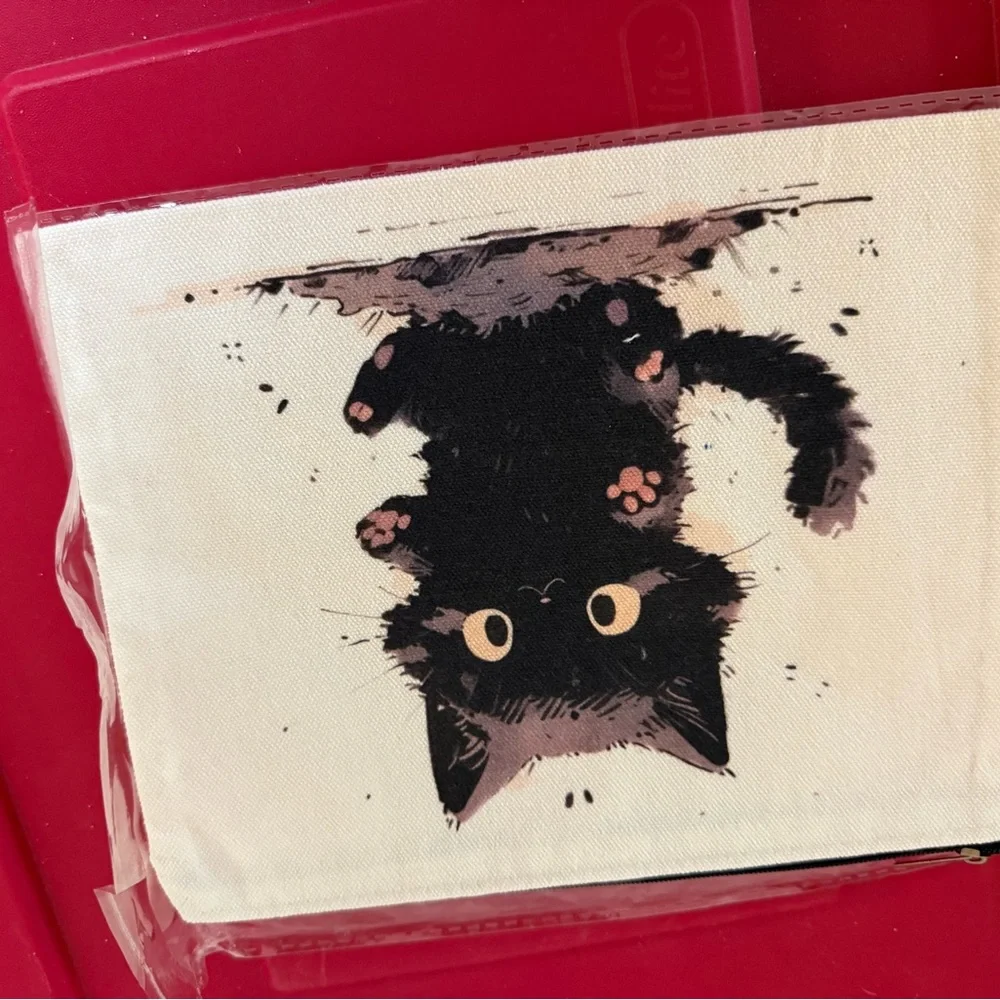 Cute Black Cat Canvas pouch